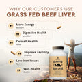 Ancestral Supplements Grass Fed Beef Liver (Desiccated) Natural Iron Vitamin A B12 for Energy 180 Capsules
