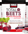 Force Factor Total Beets Pressure Support Supplement, Beets Supplements with Beets Powder, Great-Tasting Beets Chewables for Heart-Healthy Energy, and Increased Nitric Oxide, 180 Chews, 3-Pack