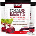 Force Factor Total Beets Pressure Support Supplement, Beets Supplements with Beets Powder, Great-Tasting Beets Chewables for Heart-Healthy Energy, and Increased Nitric Oxide, 180 Chews, 3-Pack