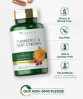 Carlyle Turmeric and Tart Cherry Capsules | 120 Count | with Bioperine | Vegetarian Non-GMO Gluten Supplement