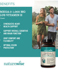 Naturewise High-Potency 1000Mg Omega 3 With 600Mg Epa, 400Mg Dha, & Vitamin E - Supplement For Heart, Brain, Eye, Joint, Bone