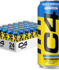 Cellucor C4 Performance Energy Drink | Strawberry Blast | Zero Sugar Carbonated Preworkout Energy | 200mg Caffeine with Beta Alanine | 16 Fl Oz (12 Pack)