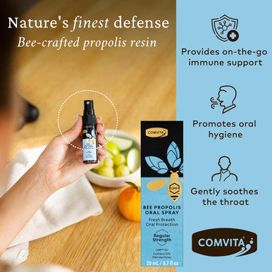 Comvita Bee Propolis Throat Spray - Natural Immune Support Soothing Mint Flavor With Zealand Umf 10+ Manuka Honey Antioxidant Dietary Supplement - 0.7 Fl Oz