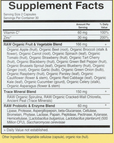 Garden of Life Vitamin Code Zinc Vegan Capsules 60 Ct