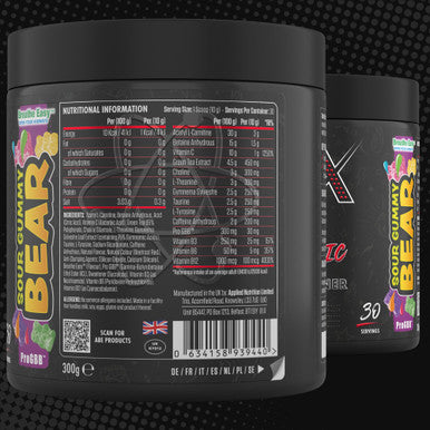 Applied Nutrition Shred X Thermo Powder Weight Loss Fat Burner with Green Tea L Carnitine Theanine Tyrosine, Thermogenic Energy Detonator Supplement, Shred-X 300g - 30 Servings (Sour Gummy Bear)