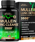 NUTRAHARMONY Mullein Leaf Extract For Lung Detox 3500 Mg - Ecea | Oregano | Quercetin | Nac - 15-In-1 Lung Support Supplement - Cleanse For Smokers - Made In Usa - As Drops, Tea, Tincture, 60 Vegan Capsules