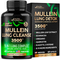 NUTRAHARMONY Mullein Leaf Extract For Lung Detox 3500 Mg - Ecea | Oregano | Quercetin | Nac - 15-In-1 Lung Support Supplement - Cleanse For Smokers - Made In Usa - As Drops, Tea, Tincture, 60 Vegan Capsules
