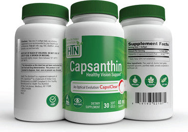 Health Thru Nutrition Capsanthin 40mg Ultimate Eye Supplement Healthy Vision Support Blue Light Protection Dry Eye Relief as CapsiClear Derived from Capsicum Annuum Pack of 30