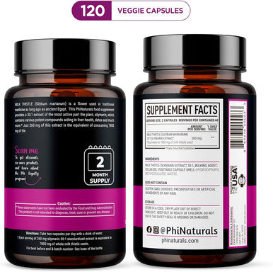 Milk Thistle 150Mg Capsules [120 Count] 30:1 Silymarin Extract (Equivalent 4500 Mg) - Extra Strength 30X Extract Supports Liver Health & Natural Detox Supplement