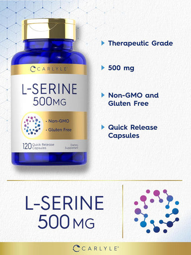 Carlyle L Serine Capsules 500 mg | 120 Count | Non-GMO & Gluten Supplement