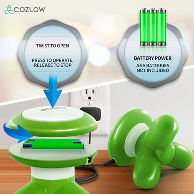 Mini Handheld Massager - Green - Powerful Massage Vibrations For Muscle Relief & Relaxation - Portable Therapeutic Device W/ 2 Convenient Power Modes (Battery Operated & Usb Powered)