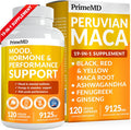 19-In-1 Peruvian Maca Root Capsules - 9125 Mg Ashwagandha Supplements With Maca Fenugreek & Ginseng - Black Maca Root Capsules For Men & Women For Mood, Hormone & Performance Support (120 Capsules)