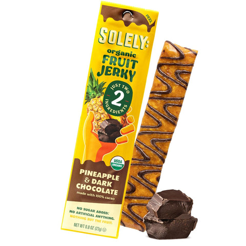 SOLELY - Organic Pineapple Coconut Fruit Jerky - 1 Individually Wrapped Strip - Fruit Leather Made from Dried Fruit - Healthy Snacks for Adults & Kids - Non GMO, Vegan Snacks - 0.8oz (23g)