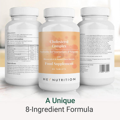Hey Nutrition Cholesterol Complex Supplement - with Plant Sterols & Pine Bark Extract - Advanced Cholesterol Support - 90 Tablets/30 Servings - Non-GMO Vegan