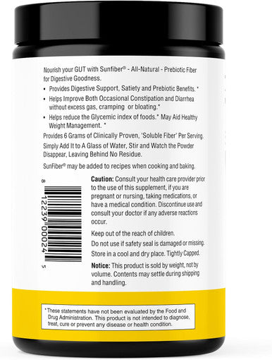 Sandhu'S Prebiotic Fiber Supplement Powder 30 Servings- Sunfiber Low Fodmap Unflavored Supplement For Digestive & Colon Health - Gluten Powder Supports Gut Health In Men & Women