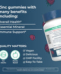 Maryruth Organics Zinc Gummies by | Zinc Supplements | Immune Support Supplement | Essential Mineral | Pectin Based | Overall Health & Wellness | Ages 14 & Up | Vegan | Non GMO | 30 Servings