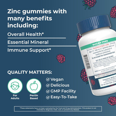 Maryruth Organics Zinc Gummies by | Zinc Supplements | Immune Support Supplement | Essential Mineral | Pectin Based | Overall Health & Wellness | Ages 14 & Up | Vegan | Non GMO | 30 Servings