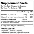 LongLifeNutri Cranberry 500Mg 180 Vegetarian Capsules | Uti | Pure Fruit Concentrate Extract 25,000 Mg | Plus Vitamin C & E | Herbal Supplement | Potent Natural Fresh Pill Complex