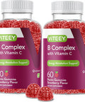 Vitamin B Complex Gummies For Adults With Vitamin C, B6, B12, Niacinamide, Folic Acid, Biotin, Calcium - Supports Energy & Metabolism - Vegan, Gluten Free, Gelatin - Chewable Strawberry Flavored