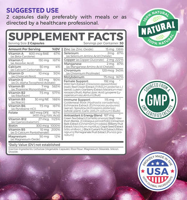 Multivitamin For Women Nongmo Daily Womens Multivitamin Minerals For Energy Boost Antioxidants Hair Eye Health With Biotin Zinc Magnesium Lutein Vitamins Plus 60 Capsules
