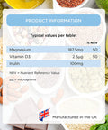 Healthspan Opti-Magnesium | 90 Tablets | Easily Absorbed | Added Vitamin D3 | Inulin | Vegetarian