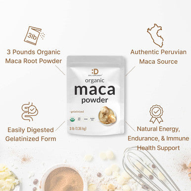Deal Supplement Organic Peruvian Maca Root Powder 3lbs Easily Digested Gelatinized Form Herbal Superfoods Supplement for Men & Women Supports Immune & Energy Health Non-GMO