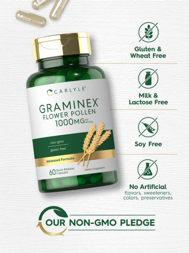 Carlyle Graminex Flower Pollen Extract | 1000 Mg | 60 Capsules | Non-Gmo & Gluten Free