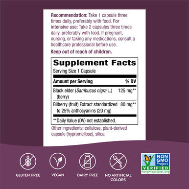 Nature'S Way Bilberry Extract For Eyes With Black Elderberry*, Eye Health Supplement For Adults*, 90 Capsules