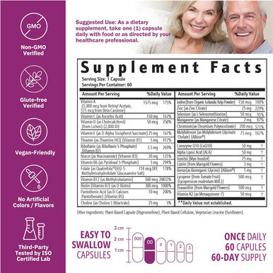 Just One Daily Methylated Multivitamin - 60 Caps Pure Methyl B12, Methylfolate Mthfr Support Supplement Iron Methylated Vitamins For Men & Women 2 Months Supply Gluten Free
