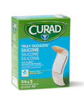 Curad Truly Ouchless Silicone Adhesive Bandages Fabric Bandages For Delicate Sensitive Skin 3/4X3 (50 Count)