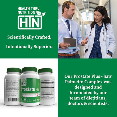 Health Thru Nutrition Prostate Plus With Saw Palmetto Extract, Lycopene As Lycored, Plant Sterols, Selenium, Zinc And Pumpkin Seed Complete Prostate Support Non-Gmo & Gluten (Pack Of 60)