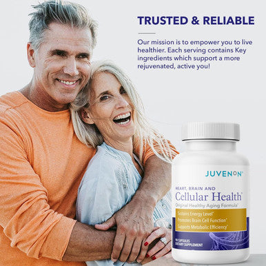 Juvenon Cellular Health Heart, Brain Supplement With Acetyl L-Carnitine And Biotin - Supports Nad+ Function, Energy Production, Mood, Revitalized Metabolism, Mental Focus & Clarity (90 Capsules)