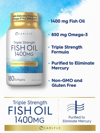 Carlyle Triple Strength Fish Oil | 1400Mg | 180 Softgels | Omega 3 Supplement | Non-Gmo, Gluten Free