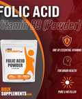 BulkSupplements Folic Powder - Vitamin B9 - Folic Supplement - Folic Prenatal Vitamins - Folate Supplement for Women - Folic 800 mcg (100 Grams - 3.5 oz)