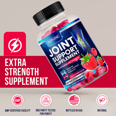 Built Nature Joint Support Gummies - Advanced Glucosamine Gummy Supplement With Vitamin E, High Potency Antioxidant & Inflammatory Response, Comfort For Back, Knees, Hands, Non Gmo, 60 Extended Delivery Gummies