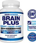 Premium Brain Function Supplement Memory Focus Clarity Nootropic Booster with DMAE Bacopa Monnieri LGlutamine Multi Vitamins Multi Minerals Arazo Nutrition