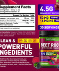 Built Nature Beet Root Nitric Oxide Powder Supplement - Organic Beetroot Super Food Performance Booster For Circulation, Energy, Stamina, Blood Flow And Heart Health - Vegan, Non-Gmo - Berry Flavor - 30 Servings