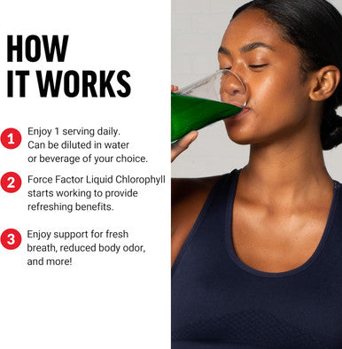 Force Factor Chlorophyll Liquid Body Deodorizing Supplement Freshens Breath and Body Naturally Made with No Artificial Sweeteners or Colors Non-GMO Natural Mint Flavor 16 oz.