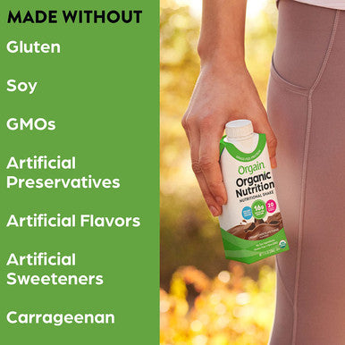 Orgain Organic Nutritional Shake Creamy Chocolate Fudge Meal Replacement 16g Grass Fed Whey Protein 20 Vitamins Minerals Gluten Soy Kosher NonGMO 11 Fl Oz Pack of 12