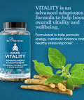 Eu Natural Vitality Cortisol Supplement Fight Fatigue Feel Calm & Balanced Healthy Cortisol Focused Energy Adrenal Support Ashwagandha Supplement with Rhodiola L-Tyrosine Holy Basil 60 Veg Capsules