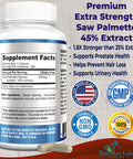 YUMMYVITE Extra Strength Saw Palmetto - 45% Extract Prostate Supplement, Decrease Frequent Urination, Dht Blocker For Hair Growth, Non-Gmo, 100 Capsules