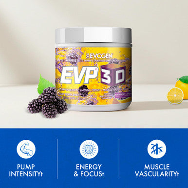Evogen EVP-3D | Extreme Pre-Workout Pump Ignitor Arginine Nitrate Citrulline Beta-Alanine Lions Mane | BlackBerry Lemonade | 40 Servings
