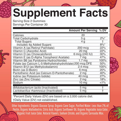 Maryruth Organics Kids Vitamins USDA Organic Kids Multivitamin Gummies + Postbiotics for Ages 4+ Multivitamin for Kids with Lactobacillus Rhamnosus Vitamins for Kids Vegan Non-GMO 60 Count