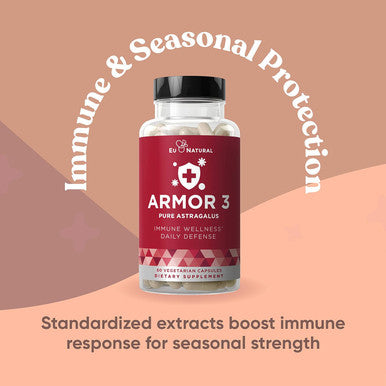 Eu Natural Armor 3 Astragalus Pure 1000 Mg Healthy Immune System Function Supports Stress Respiratory Support Potent Strength for Seasonal Protections Full-spectrum & Standardized 60 Count Soft Capsules