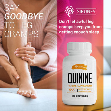 SIRUNES Quinine Capsules - Cinchona Officinalis Bark Herbal Supplement For Leg Cramping Relief, Cramp Defense And Overall Digestive Health - All-Natural Quinine Pills, 1000Mg, 120 Tablets