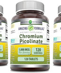 Amazing Nutrition Formulas Chromium Picolinate | 1000 Mcg Tablets Supplement | Non-GMO | Gluten | Made in USA (3 Pack 120 Count)