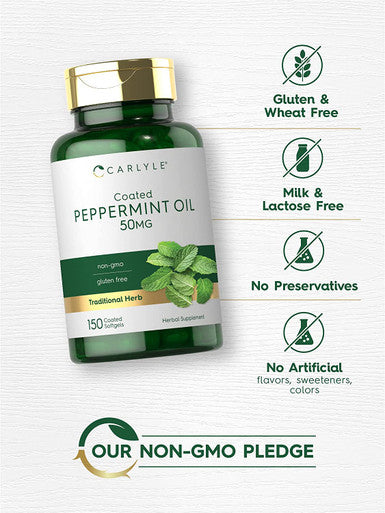 Carlyle Peppermint Oil Softgels Capsules 50mg | 150 Count Supplement | with Rosemary and Thyme