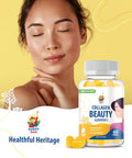Sunny Sam Biotin Collagen Gummies For Women & Girls - Low Sugar 60 Chewable Beauty Collagen Gummies For Enhanced Hair Skin And Nails - Biotin, Vitamin A, Zinc Supplement - Natural Lemon Flavor