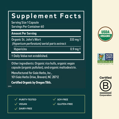 Gaia Herbs St. John's Wort Capsules 60 Capsules