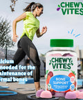 Chewy Vites Adult Bone Support 50 Vitamin Gummies 400mg Calcium Gummies with 20 mcg Vitamin D3 for Bones Teeth & Muscle Function 2-a-Day Vegan Mix of Wild Cherry and Strawberry Flavour